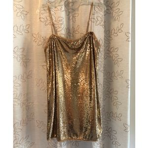 Free People Gold Sequin Slip Dress